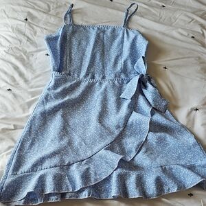 Blue Floral Wrap Dress